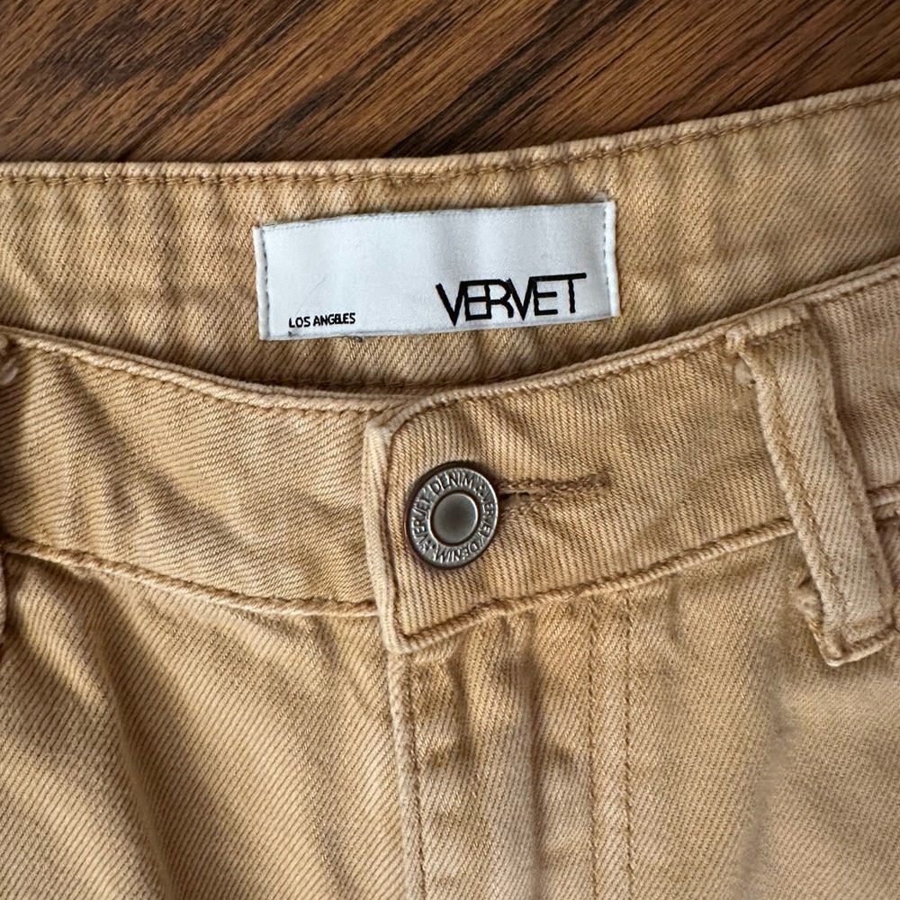 VERVET BY FLYING MONKEY Tan Distressed Flare Jeans - Picture 2 of 5
